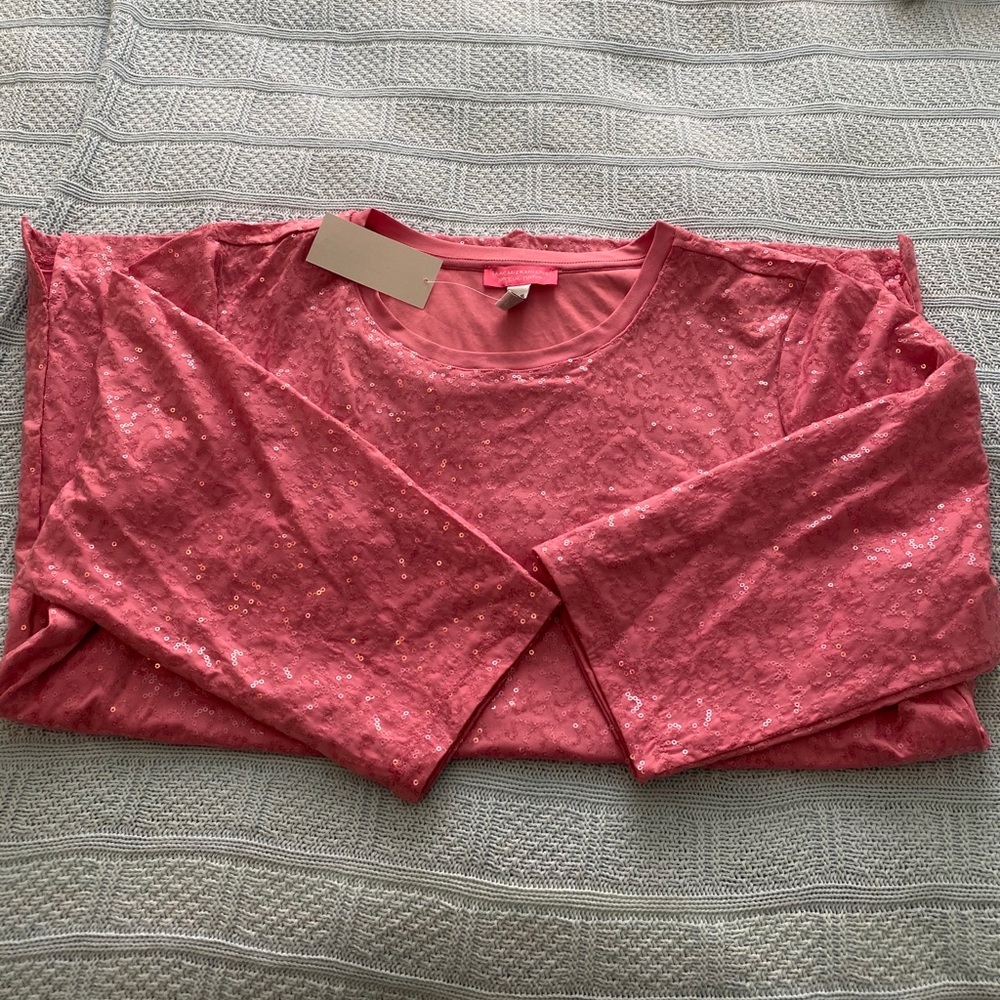 Isaac Mizrahi Live Pink sequin tunic